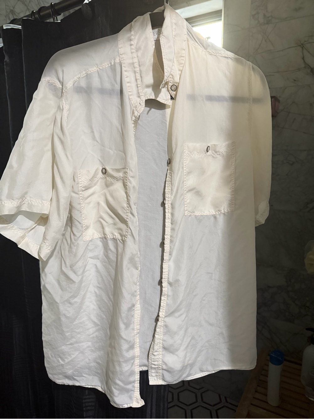 Women’s 100% Silk Short-Sleeve Button-Up Shirt